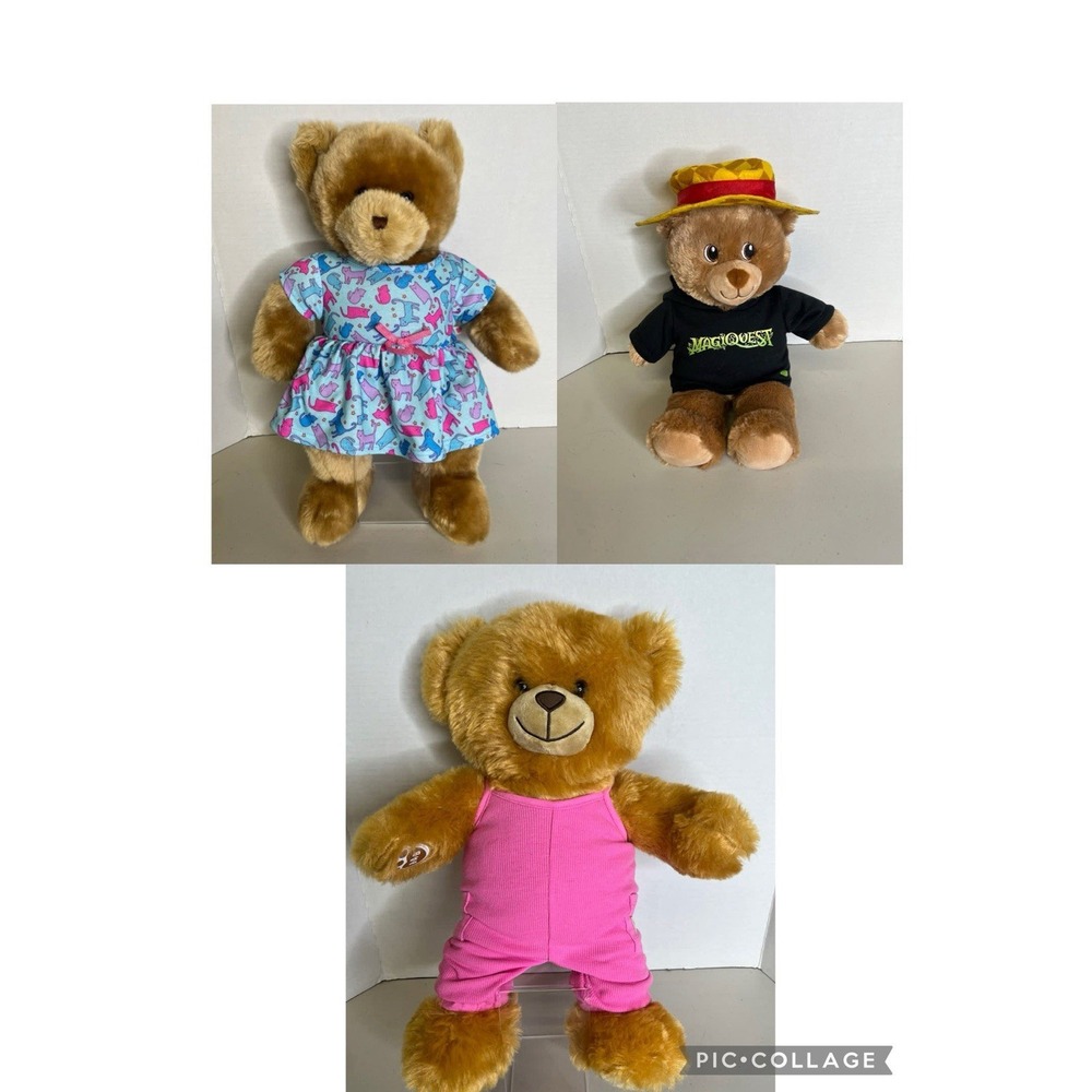 Build-A-Bear Plush Lot 3 Bears Dressed And Clean See Pics